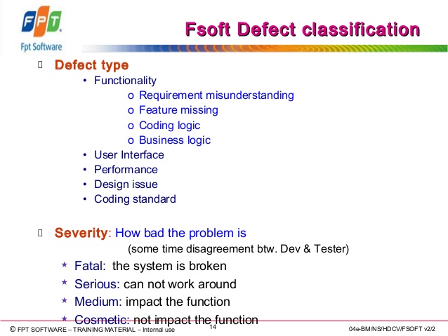 Types Of Software Defects